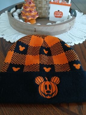Disney Black & Orange Pumpkin Mickey Kids Beanie